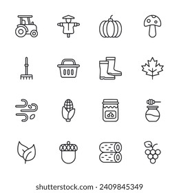Conjunto de iconos de otoño aislado en blanco