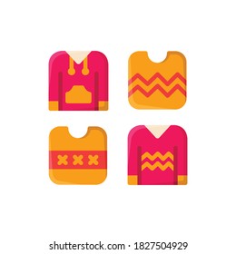 Autumn icon set with Sweater, Hoodie, Jacket And Fashion, Vector Illustrations.
