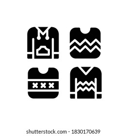 Autumn icon set with Sweater, Hoodie, Jacket And Fashion, Vector Illustrations.