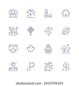 Autumn icon set. Thin line icon. Editable stroke. Containing low temperature, forest, wind, tree, goddess, autumn, mid autumn festival, full moon, amulet, leaves, fall, leaf, maple.