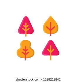 Autumn icon set with Tree, Leaf, Leaves And Forest, Vector Illustrations.