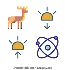 autumn icon set. vector set about atomic, sunset, sunrise and deer icons set.