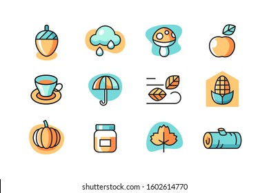 Autumn icon set vector design