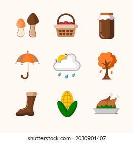 autumn icon set vector with flat design additional image can be edit layer by layer
