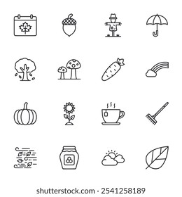 Conjunto de iconos de otoño Ilustración vectorial