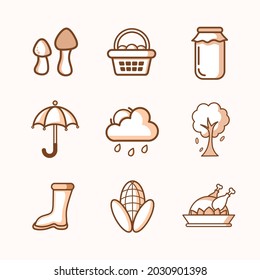 autumn icon set vector with three color design additional image can be edit layer by layer