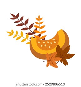 Autumn icon. Sweater, falling leaves, cozy food, candles, a book, and a cute hedgehog. Scrapbook of fall season element. Background harvest