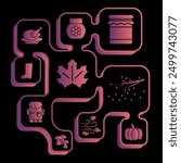 Autumn icons. Chromatic full autumn icons. Symbols of autumn. Color illustrations. EPS 10.