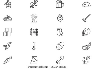 Autumn icons collection is a vector illustration with editable stroke.
