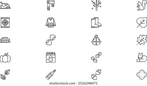 Autumn icons High-Quality Vector Icons Collection with Editable Stroke. Ideal for Professional and Creative Projects.