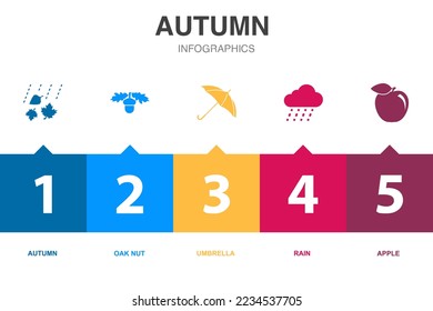 autumn icons Infographic design template. Creative concept with 5 steps
