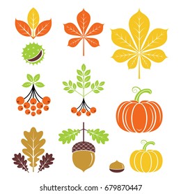 Autumn icons or logo in modern line style. Vector illustration on a white background.