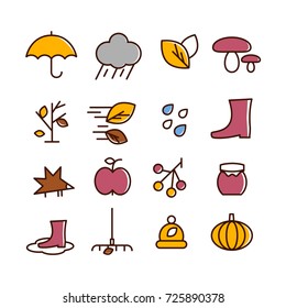 autumn icons set