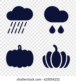 Autumn icons set. set of 4 autumn filled icons such as pumpkin