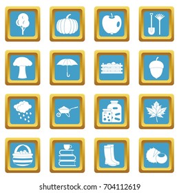Autumn icons set in azur color isolated vector illustration for web and any design