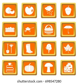 Autumn icons set in orange color isolated vector illustration for web and any design