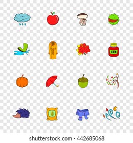 Autumn icons set in pop-art style with transparency for design