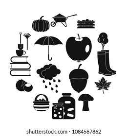 Autumn icons set in simple ctyle. Autumn elements set collection vector illustration
