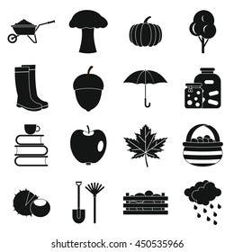 Autumn icons set in simple ctyle. Autumn elements set collection vector illustration