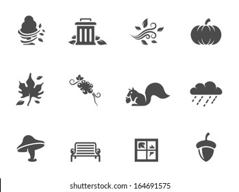 Autumn icons in single color