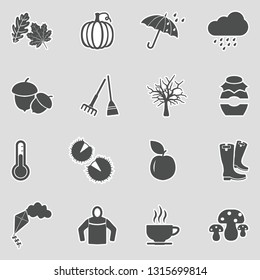 Autumn Icons. Sticker Design. Vector Illustration.