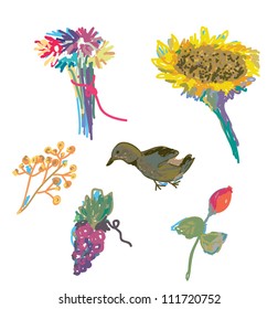 Autumn icons and symbols set hand-drawn