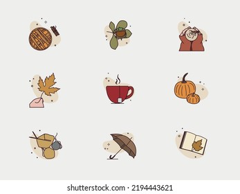 Autumn icons in vector graphics