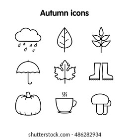Autumn icons. Vector. Outline.