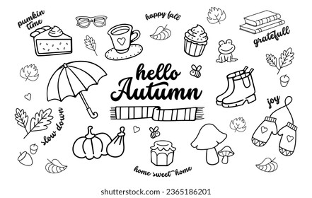 Autumn icons vector set. Scrapbook collection of autumn season elements.
Autumn greeting card