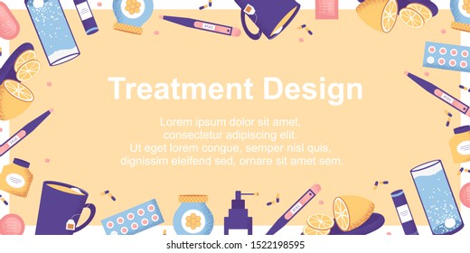 Autumn illness season design. Cold and sick, virus and health, flu infection, fever disease, sickness and temperature concept. Vector illustration