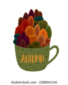 Autumn illustration. Forest in cup. Vector design for card, poster, flyer, web and other use.