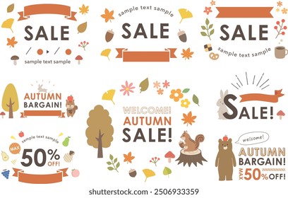 Autumn illustration frame set that can be used for banners, etc.