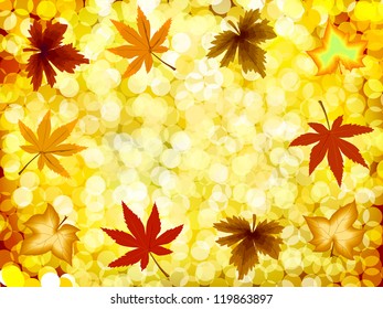 Autumn illustration gold background with leafs. Vector
