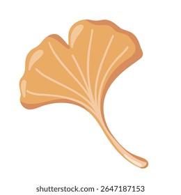 Ilustração de outono da folha de ginkgo dourado. Objeto de temporada de outono. Ilustração de vetor de desenhos animados sobre fundo branco.