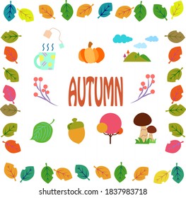 Autumn illustration icon material set