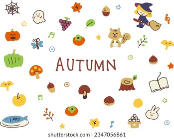 Autumn illustration icon material set
