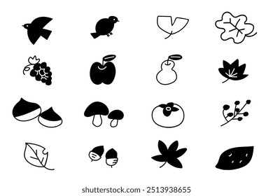 Autumn Illustration Icon Set Black