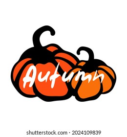 Autumn illustration with pumpkin. Doodle.