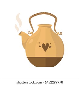 Autumn illustration, tea time. Fall season. Forest. Simple cartoon flat style. Vector illustration
