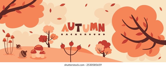 Autumn Illustration With Trees And Leafs