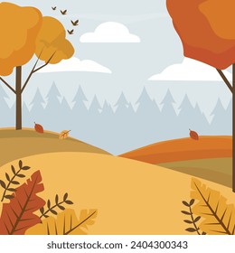 Autumn illustration vector landscape background