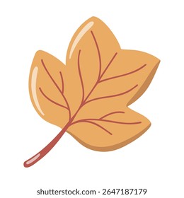 Ilustração de outono de uma folha de árvore tulipa amarela. Acessório da temporada de outono. Herbário de outono. Ilustração de vetor de desenhos animados 