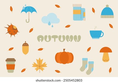 Herbstillustrationen, orangefarbener Hintergrund.