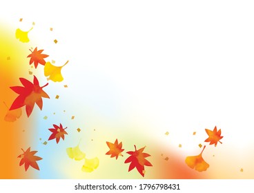 Autumn image illustration of autumn leaves on red background