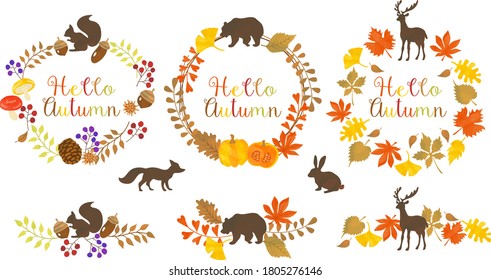 Autumn image, wreath illustration material