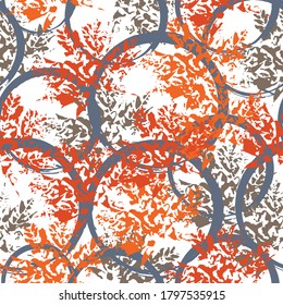Autumn imprint leaves pattern background. Natural autumn, fall seamless pattern. Bright autumn colors. Beautiful seamless texture background imprint.