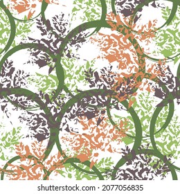 Autumn imprint leaves pattern background. Hand drawn sketch foliage. Bright autumn colors. Beautiful seamless texture background imprint.