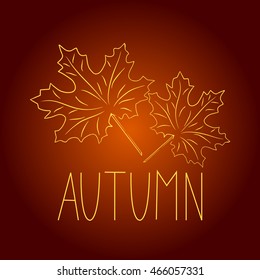Autumn inscription maple leaves, vector illustration