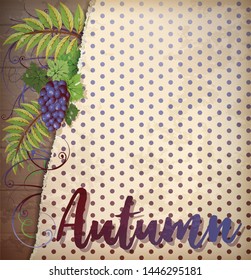 Autumn invitation background with grape, vector illustration
