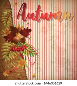 Autumn invitation background with maple leaves, vector illustration